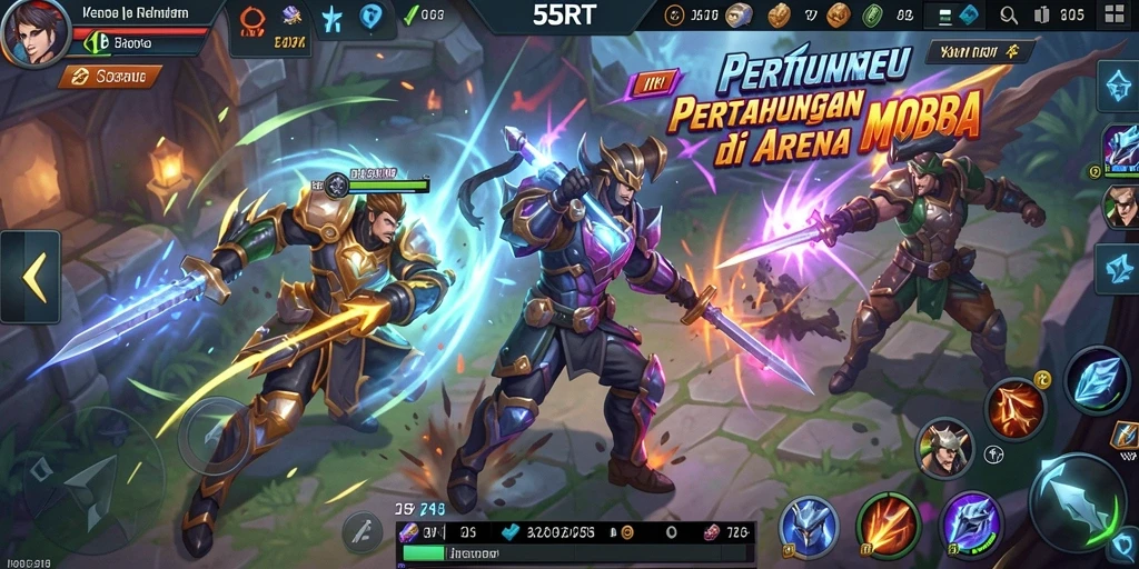 Tangkapan layar menunjukkan aksi pertarungan seru di arena MOBA.