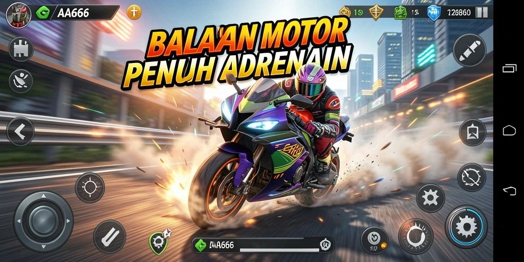 Gameplay mendebarkan dari balapan motor AA666.