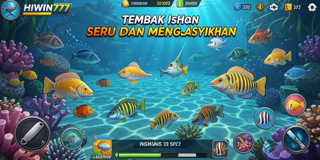 Tampilan gameplay seru HIWIN777 dalam menembak ikan.