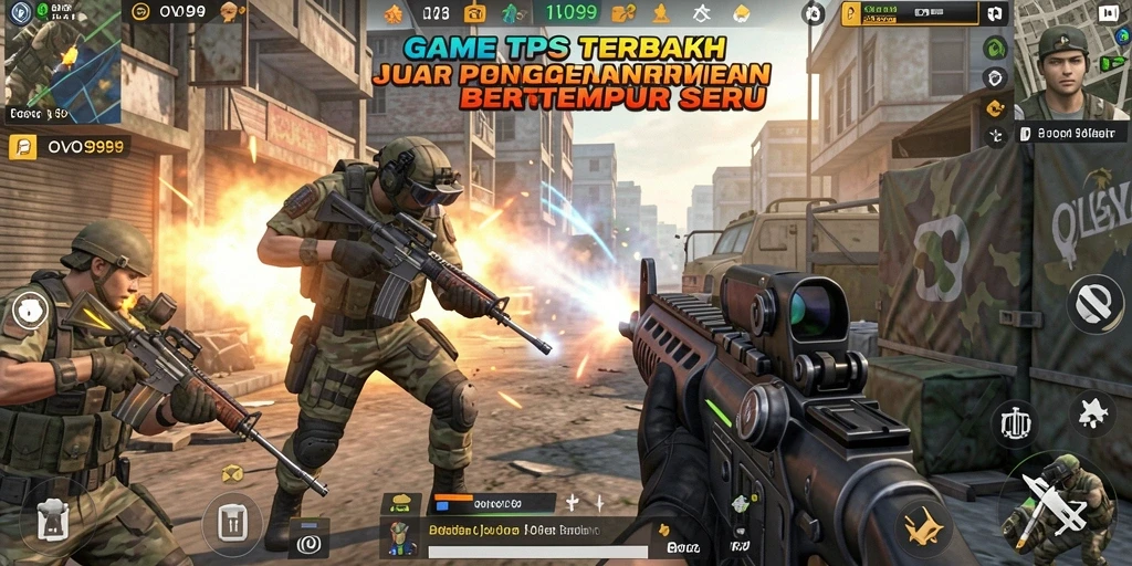Tampilan aksi seru dalam gameplay OVO99 di TPS.