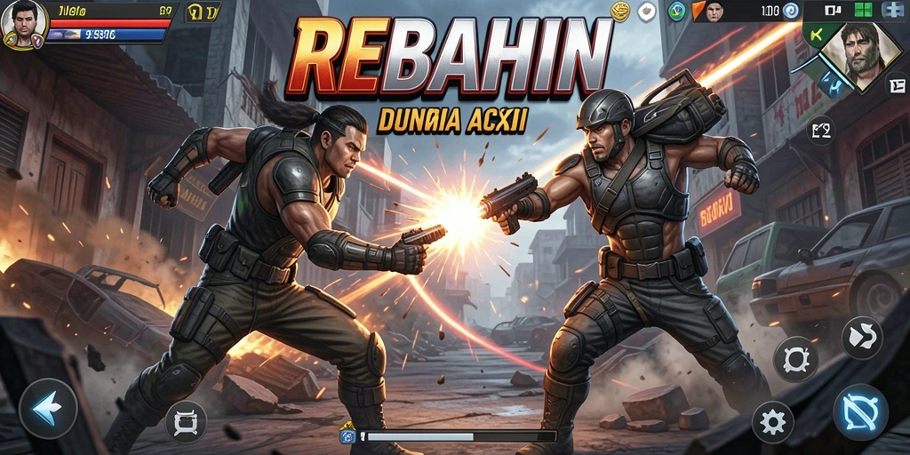 Tampilan mendebarkan dari gameplay <strong>REBAHIN</strong> dalam pertarungan yang intens.