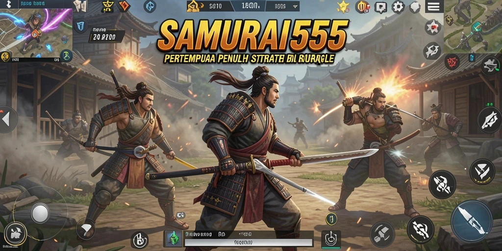 Tangkapan layar <strong>SAMURAI555</strong> menampilkan aksi pertempuran epik dalam arena Battle Royale.