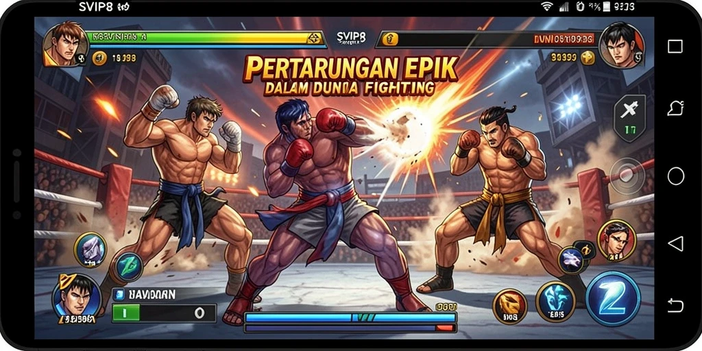 Tampilan gameplay pertarungan epik dalam SVIP8 yang mendebarkan.