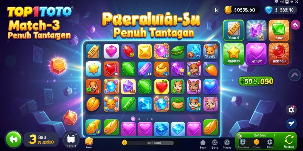 Screenshot dari gameplay <strong>TOP1TOTO</strong> menampilkan momen intens mencocokkan elemen.